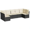 Image de vidaXL Ensemble de salon de jardin 7 pièces avec coussins noir poly rotin