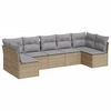 Image de vidaXL Ensemble de salon de jardin 7 pièces avec coussins Beige Poly Rattan