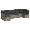 Image de vidaXL Ensemble de salon de jardin 7 pièces avec coussins Gris Poly rotin