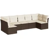 Image de vidaXL Ensemble de salon de jardin 7 pièces avec coussins Marron Poly rotin