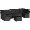 Image de vidaXL Ensemble de jardin canapé 8 pièces avec coussins noir poly rotin