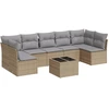 Image de vidaXL Ensemble de jardin canapé 8 pièces avec coussins Beige Poly Rattan