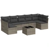 Image de vidaXL Ensemble de jardin canapé 8 pièces avec coussins Gris Poly rotin