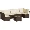 Image de vidaXL Ensemble de jardin canapé 8 pièces avec coussins Marron Poly rotin