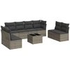Image de vidaXL Ensemble de salon de jardin 9 pièces avec coussins Gris Poly rotin
