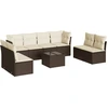 Image de vidaXL Ensemble de salon de jardin 9 pièces avec coussins Marron Poly Rattan