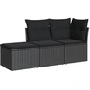 Image de vidaXL Ensemble de salon de jardin 3 pièces avec coussins noir poly rotin