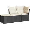 Image de vidaXL Ensemble de salon de jardin 3 pièces avec coussins noir poly rotin