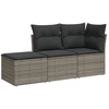 Image de vidaXL Ensemble de salon de jardin 3 pièces avec coussins Gris Poly rotin