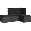 Image de vidaXL Ensemble de salon de jardin 4 pièces avec coussins noir poly rotin