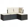 Image de vidaXL Ensemble de salon de jardin 4 pièces avec coussins noir poly rotin