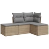 Image de vidaXL Ensemble de salon de jardin 4 pièces avec coussins Beige Poly Rattan