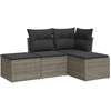 Image de vidaXL Ensemble de salon de jardin 4 pièces avec coussins Gris Poly rotin