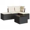 Image de vidaXL Ensemble de salon de jardin 5 pièces avec coussins noir poly rotin