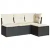 Image de vidaXL Ensemble de salon de jardin 4 pièces avec coussins noir poly rotin