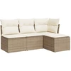 Image de vidaXL Ensemble de salon de jardin 4 pièces avec coussins Beige Poly Rattan