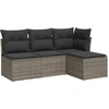 Image de vidaXL Ensemble de salon de jardin 4 pièces avec coussins Gris Poly rotin