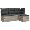 Image de vidaXL Ensemble de salon de jardin 4 pièces avec coussins gris clair Poly rotin