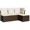 Image de vidaXL Ensemble de salon de jardin 4 pièces avec coussins Marron Poly Rattan