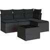 Image de vidaXL Ensemble de salon de jardin 5 pièces avec coussins noir poly rotin
