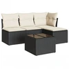Image de vidaXL Ensemble de salon de jardin 5 pièces avec coussins noir poly rotin