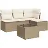Image de vidaXL Ensemble de salon de jardin 5 pièces avec coussins Beige Poly Rattan
