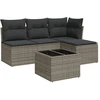 Image de vidaXL Ensemble de salon de jardin 5 pièces avec coussins Gris Poly rotin