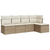 Image de vidaXL Ensemble de salon de jardin 5 pièces avec coussins Beige Poly Rattan
