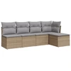 Image de vidaXL Ensemble de salon de jardin 5 pièces avec coussins Beige Poly Rattan