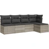 Image de vidaXL Ensemble de salon de jardin 5 pièces avec coussins gris clair Poly rotin