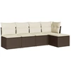 Image de vidaXL Ensemble de salon de jardin 5 pièces avec coussins Marron Poly Rattan