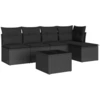 Image de vidaXL Ensemble de salon de jardin 6 pièces avec coussins noir poly rotin