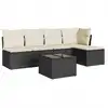 Image de vidaXL Ensemble de salon de jardin 6 pièces avec coussins noir poly rotin