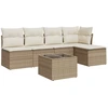 Image de vidaXL Ensemble de salon de jardin 6 pièces avec coussins Beige Poly Rattan