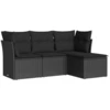 Image de vidaXL Ensemble de salon de jardin 4 pièces avec coussins noir poly rotin