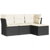 Image de vidaXL Ensemble de salon de jardin 4 pièces avec coussins noir poly rotin