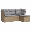 Image de vidaXL Ensemble de salon de jardin 4 pièces avec coussins Beige Poly Rattan