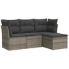 Image de vidaXL Ensemble de salon de jardin 4 pièces avec coussins Gris Poly rotin