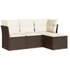 Image de vidaXL Ensemble de salon de jardin 4 pièces avec coussins Marron Poly Rattan
