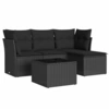 Image de vidaXL Ensemble de salon de jardin 5 pièces avec coussins noir poly rotin