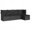 Image de vidaXL Ensemble de salon de jardin 5 pièces avec coussins noir poly rotin