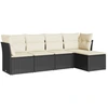Image de vidaXL Ensemble de salon de jardin 5 pièces avec coussins noir poly rotin