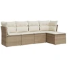 Image de vidaXL Ensemble de salon de jardin 5 pièces avec coussins Beige Poly Rattan