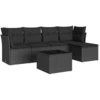 Image de vidaXL Ensemble de salon de jardin 6 pièces avec coussins noir poly rotin