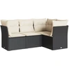 Image de vidaXL Ensemble de salon de jardin 4 pièces avec coussins noir poly rotin