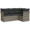 Image de vidaXL Ensemble de salon de jardin 4 pièces avec coussins Gris Poly rotin
