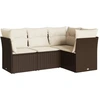 Image de vidaXL Ensemble de salon de jardin 4 pièces avec coussins Marron Poly Rattan