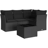 Image de vidaXL Ensemble de salon de jardin 5 pièces avec coussins noir poly rotin