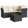 Image de vidaXL Ensemble de salon de jardin 5 pièces avec coussins noir poly rotin