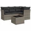 Image de vidaXL Ensemble de salon de jardin 5 pièces avec coussins Gris Poly rotin